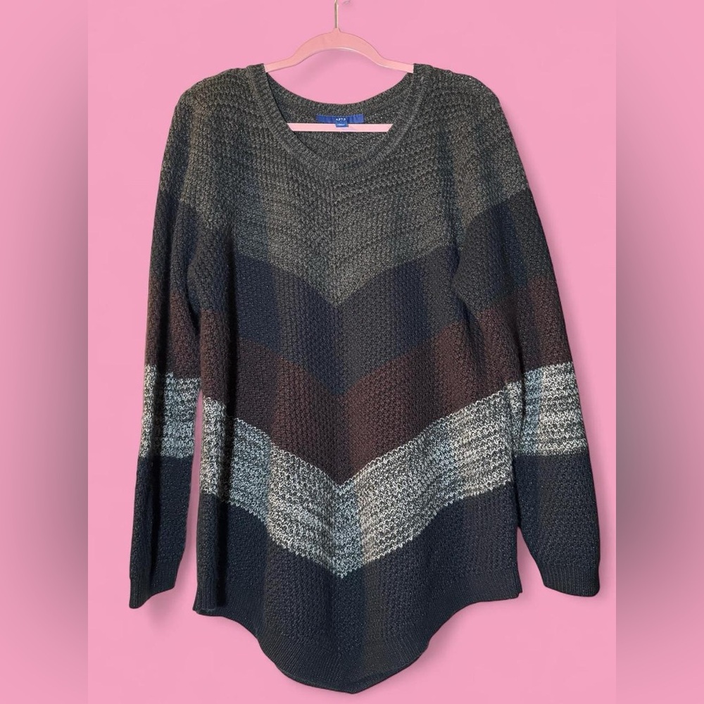 Apt. 9 Geometric V-Pattern Knit Pullover in Black… - image 1